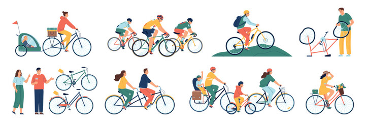 People On Bicycles Flat Set