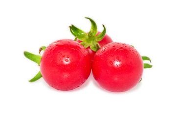 Tomatoes isolated on white background, tomato with water drops