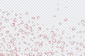 Red air bubbles, oxygen, champagne crystal clear, isolated on a transparent background of modern design. Vector illustration of EPS 10.