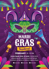 flat illustration poster design for mardi gras festival. premium vector © Mr.Endra_GM