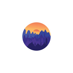 Mountains landscape color circle design vector illustration
