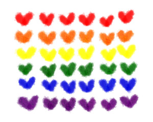 LGBTQ+ heart flag background with clipping path. Pride month with watercolor on white background. Rainbow banner background illustration.