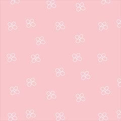 Vector seamless pattern with white flowers in cartoon style on pink background. For textiles, wallpapers, wrapping paper, backgrounds 