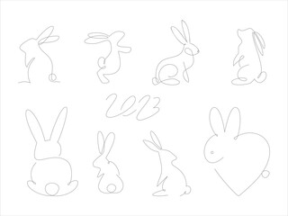 rabbit transparent line drawing gesture