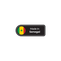 Fototapeta premium Made in Senegal png black label design with flag