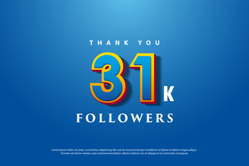 31 k followers celebration with yellow outer number line illustration.