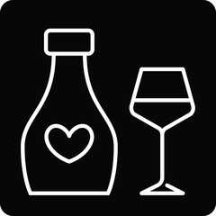 Solid Bottle drink love design vector icon