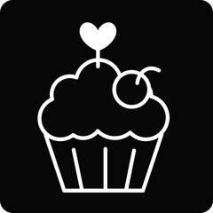 Solid Cupcake love design vector icon