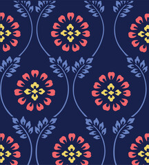 Floral Vector Seamless Pattern. Hand drawn endless vector illustration on dark background.