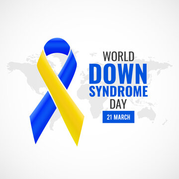 Vector Illustration of World Down Syndrome Day. Banner with ribbon.
