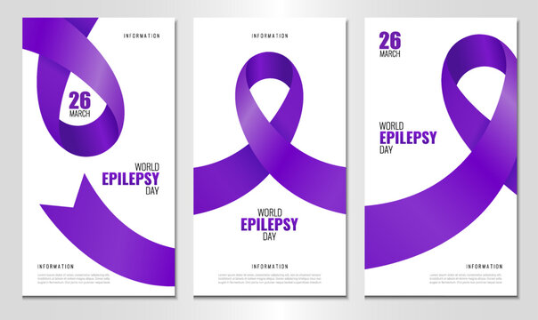 Vector Illustration of World Epilepsy Day. Purple Day. Banner with violet ribbon. Use as advertising, invitation, banner,
