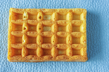 Sweet square soft waffle dessert close up