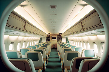 Empty interior of an airlines plane - AI generative