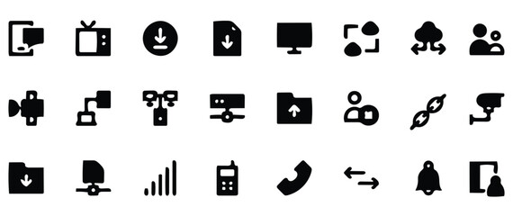 vector illustration, communication icon set, connection icon pack, discussion icon set, solid icon