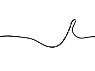 Black wire cable of usb and adapter isolated on white background.Electronic Connector.