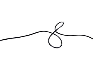 Black wire cable of usb and adapter isolated on white background.Electronic Connector.