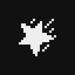 Flying star emoji. Star pixel art style icon. 1-bit. Isolated vector illustration design for stickers, logo shop, tattoo, web, prints, embroidery, mobile app. 