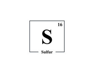 Sulfur icon vector. 16 S Sulfur