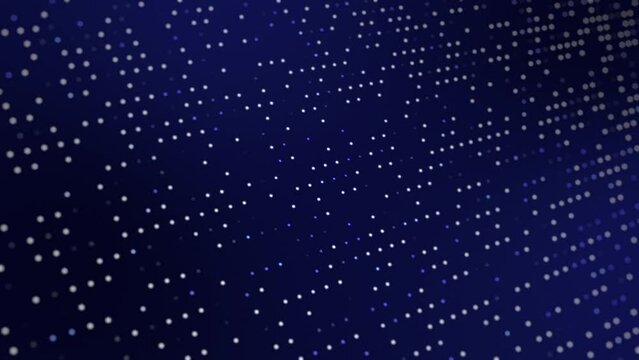 blue binary code pattern, blue dots flowing particles background (seamless looping video)
