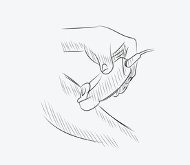 Hand drawn sketch of Laser hair removal device. vector illustration on white background.