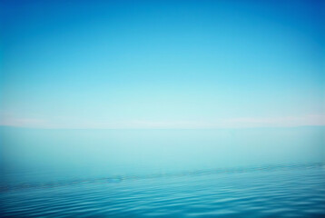 Obraz premium Minimalistic sea horizon under a blue sky. Generative AI