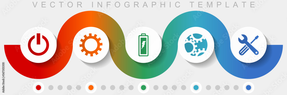 Leinwandbilder industry infographic vector template with icon set, miscellaneous icons such as power, cogwheel, bat