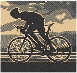 silhouette of a cyclist having wonderful day