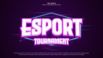 Esport Competition 3D Text Effect Logotype with shine and glow effect