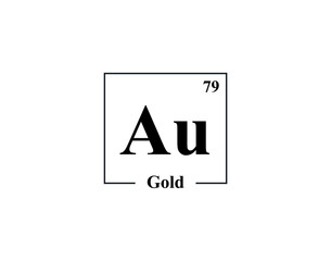 Gold icon vector. 79 Au Gold