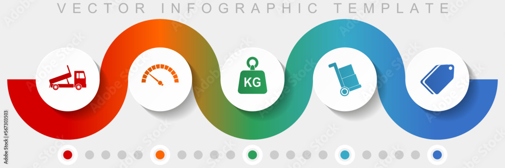 Poster transport infographic vector template with icon set, miscellaneous icons such as truck, speedmeter, 