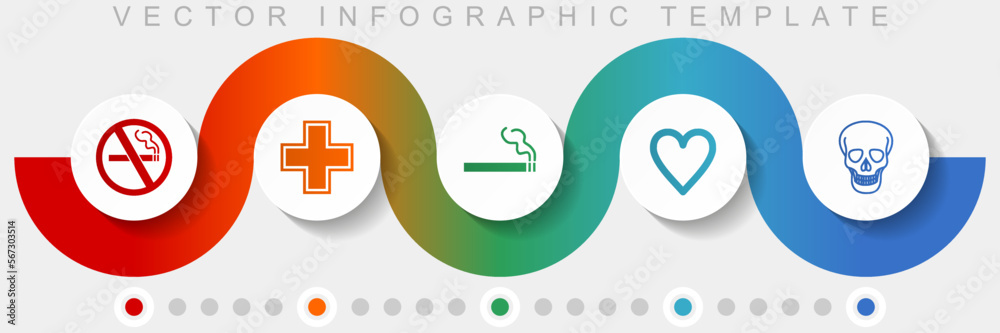 Poster Health infographic vector template with icon set, miscellaneous icons such as no smoking, cross, cigarette, heart and skull for webdesign and mobile applications