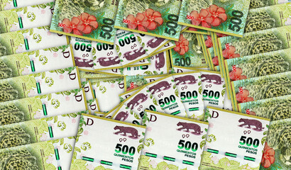 Argentina Peso 500 banknotes in a fan mosaic pattern 3d illustration