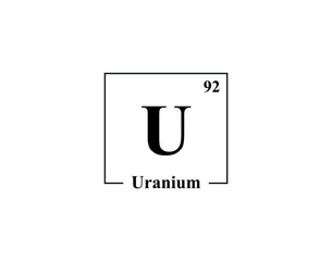 Uranium icon vector. 92 U Uranium