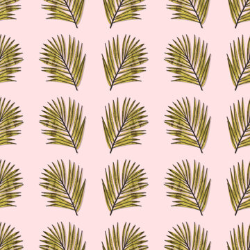 Stylish Seamless Pattern, Background, Illustration, Print With Tropical Leaves. Paper Cut Design