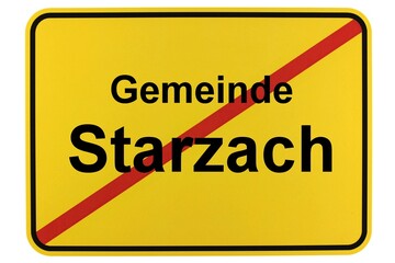 Illustration eines Ortsschildes der Gemeinde Starzach in Baden-Württemberg - obrazy, fototapety, plakaty