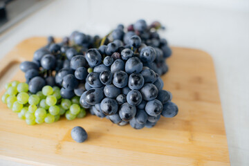 grapes on a wooden table