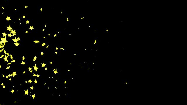 Flying Stars Shape Animation, Holidays Celebration 60fps, Background, Loop, with Alpha Matte
