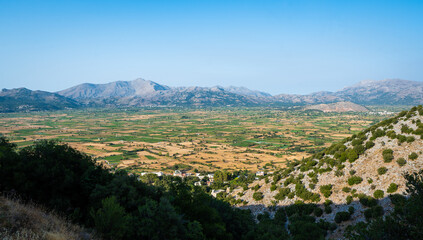 Panoramic view of Lasithi Plateau from Cave of Diktaion Andron.