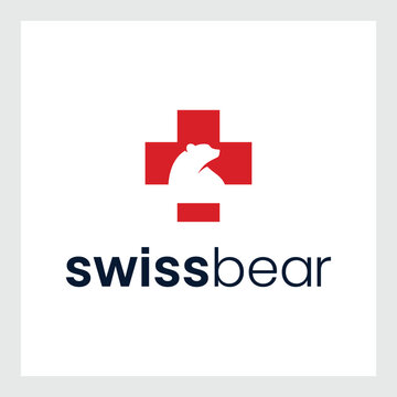 swiss flag and bear logo