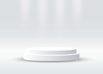 A podium for product presentation vector illustration. Abstract empty white award platform design