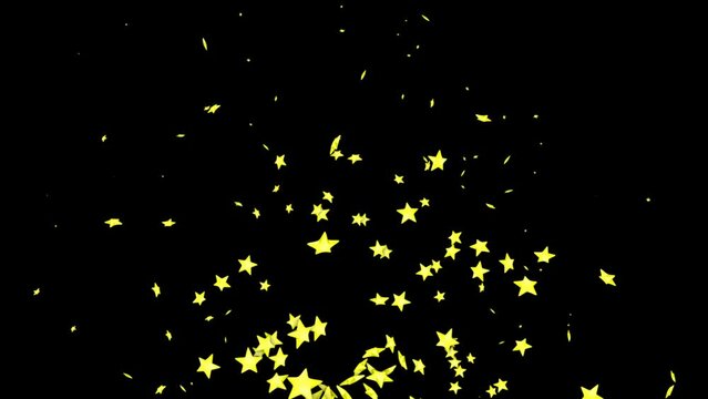 Flying Stars Shape Animation, Holidays Celebration 60fps, Background, Loop, with Alpha Matte
