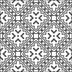 Stylish texture with figures from lines.
Abstract geometric black and white pattern for web page, textures, card, poster, fabric, textile. Monochrome graphic repeating design. 
