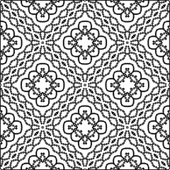 Stylish texture with figures from lines.
Abstract geometric black and white pattern for web page, textures, card, poster, fabric, textile. Monochrome graphic repeating design. 