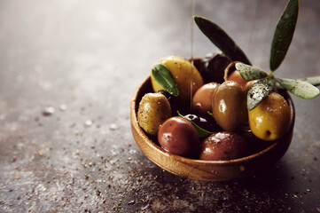 Heap of tasty pickled olives