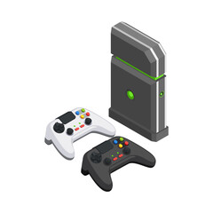 Console With Gamepads Composition © Macrovector