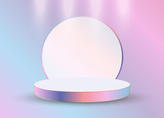 Modern rainbow Abstract round podium. A stage of products presentation concept design illuminated with points of spotlight on the top. stage of Award ceremony concept. Vector illustration design