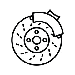 disc brake isolated icon on white background, auto service, repair.