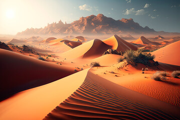 Fototapeta na wymiar Desert dunes landscape. Generative AI