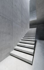 Obraz premium modern staircase in concrete space, 3d rendering