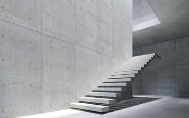 Fototapeta na wymiar modern staircase in concrete space, 3d rendering